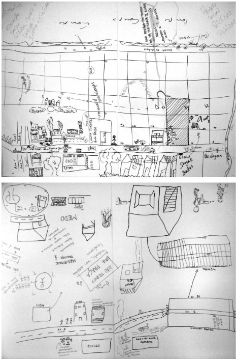 Mapas producidos en el Taller de Cartografía Social del Barrio Dunas.