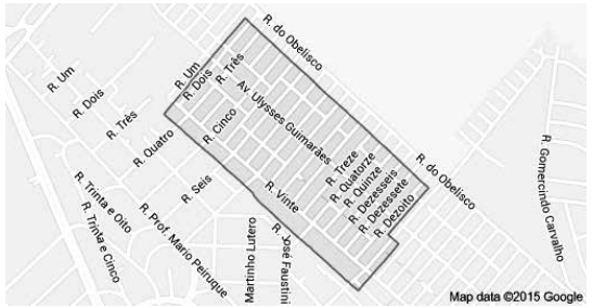 Barrio Dunas, delimitación que realiza el área catastral de la Prefeitura de Pelotas.