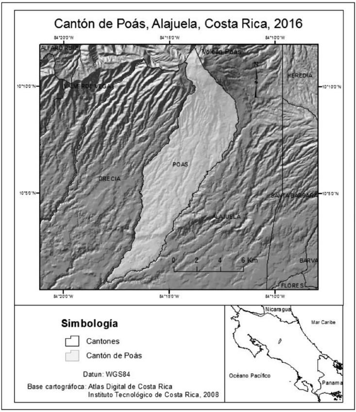 Localización geográfica del cantón de Poás