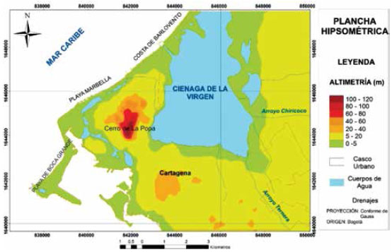 Plancha hipsométrica del área de estudio