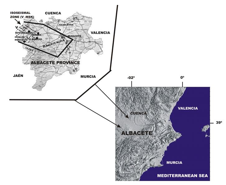 Location of epicenters in Albacete Mesoblock