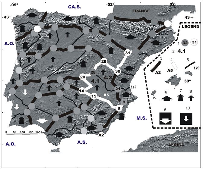 Simplified morphotectonic map of Iberian megablock