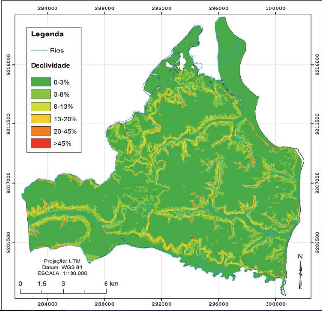 Mapa de declividade do município de João Pessoa (PB)