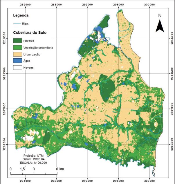 Mapa de cobertura do solo no município de João Pessoa (PB)