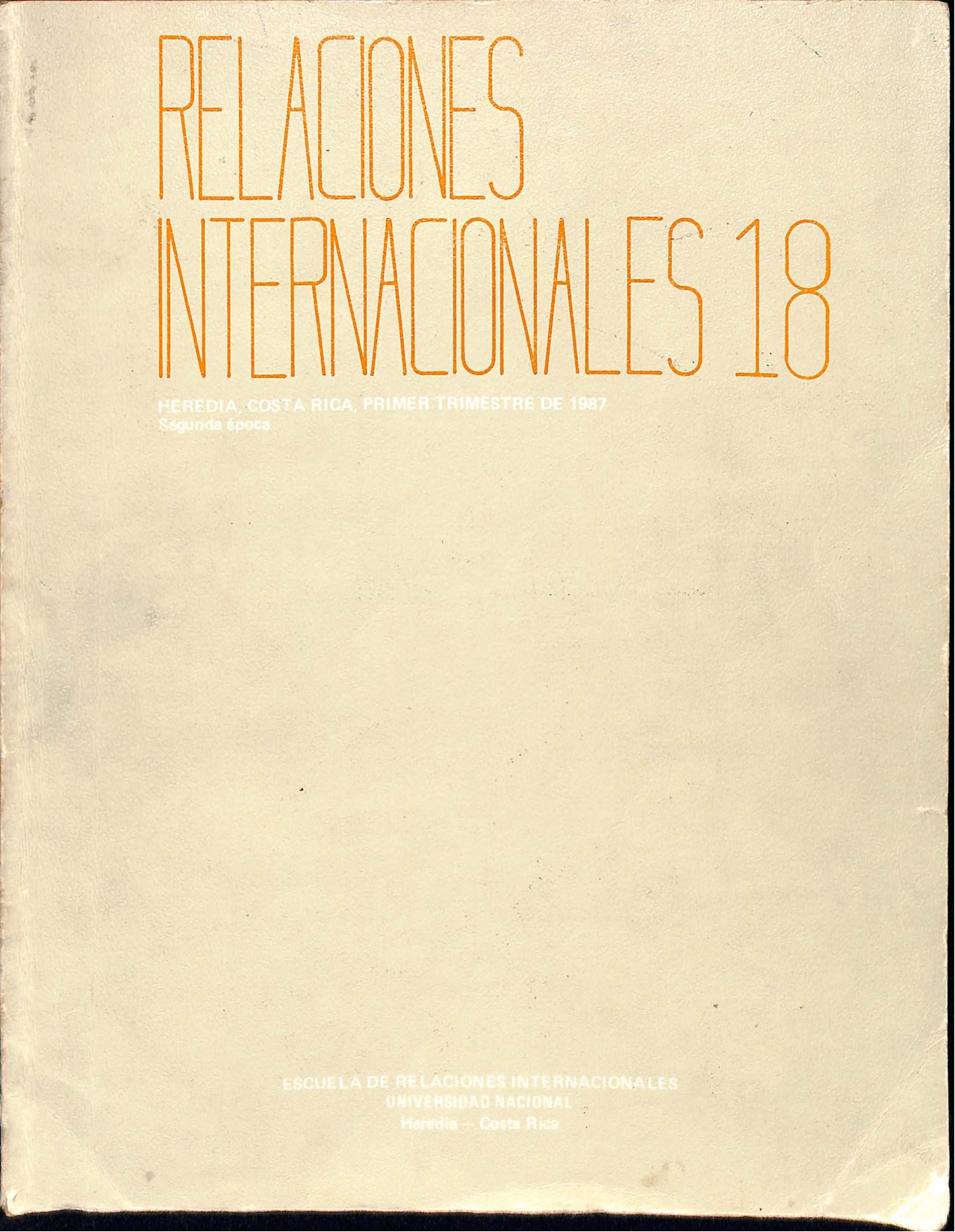 					View Vol. 18 No. 1 (1987): International Relations
				