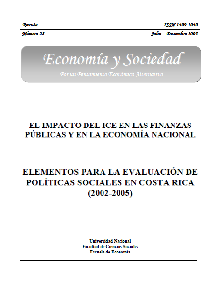 					View Vol. 10 No. 28 (2005): Economía & Sociedad (julio-diciembre 2005)
				