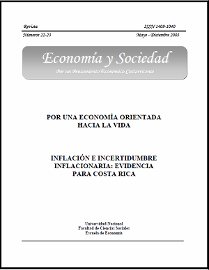 					View Vol. 8 No. 22-23 (2003): Economía & Sociedad (mayo-diciembre 2003)
				