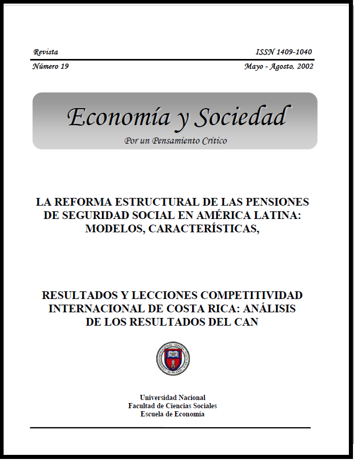 Ver Vol. 7 Núm. 19 (2002): Economía & Sociedad (mayo-agosto 2002)